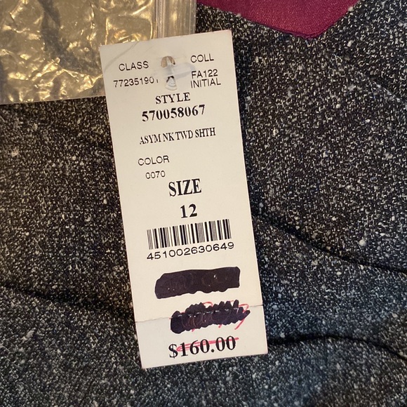 WHBM Asymmetrical Gray Tweed Sheath Dress - Picture 8 of 9